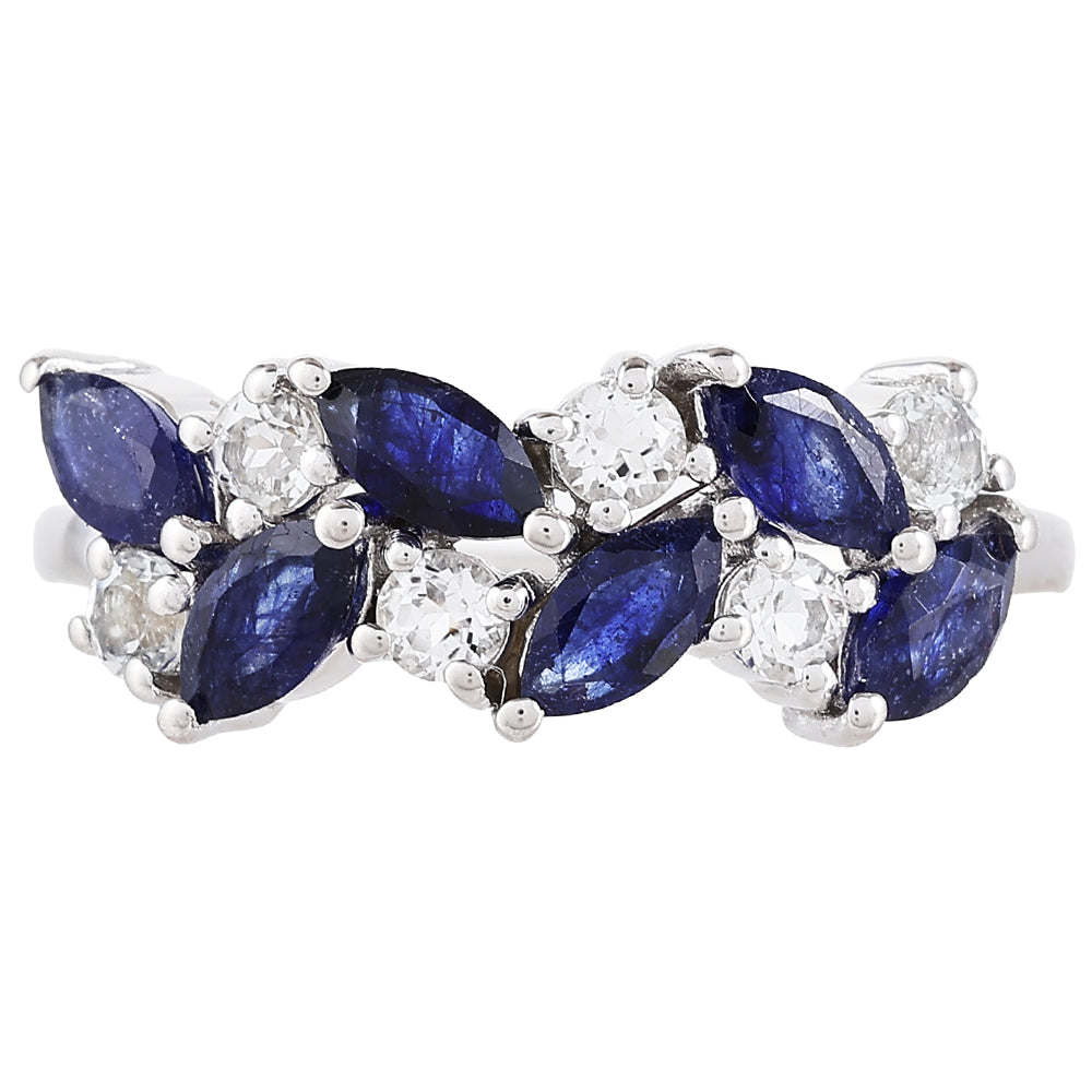 Pierścionek ze srebra próby 925 z szafirem tajskim i białym topazem 1 