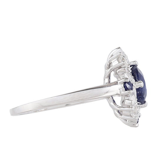 Pierścionek ze srebra próby 925 z szafirem tajskim i białym topazem