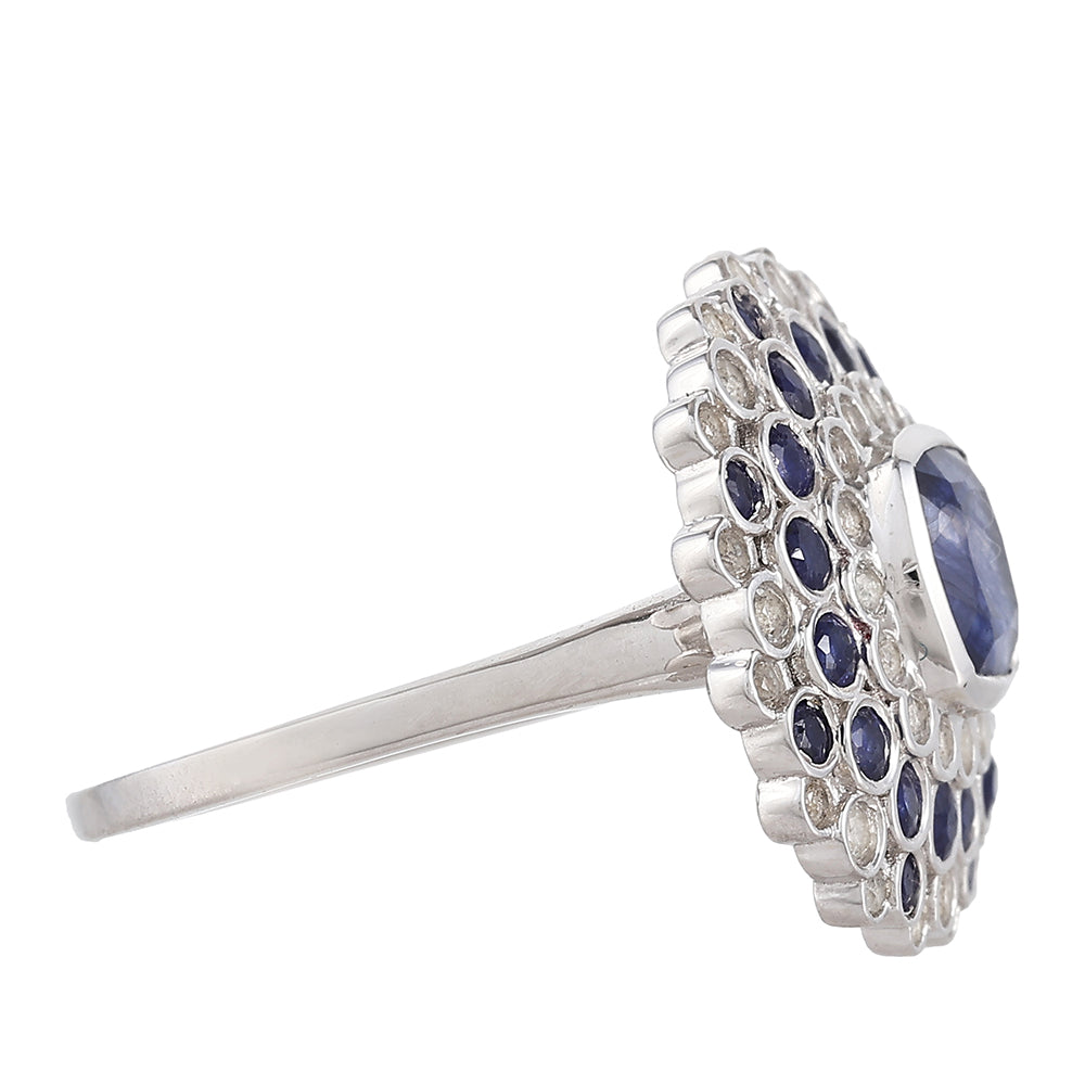 Pierścionek ze srebra próby 925 z szafirem tajskim i białym topazem 2 