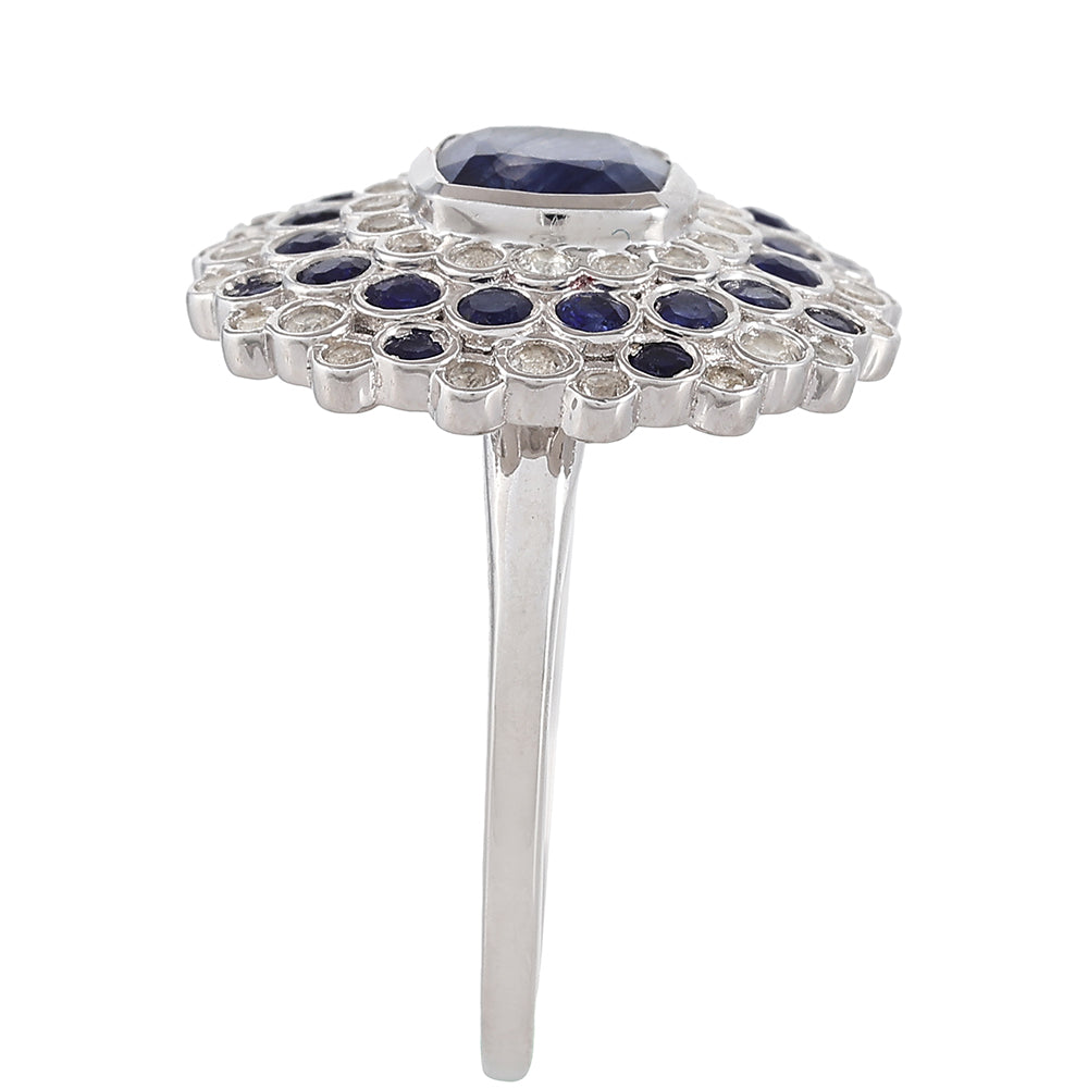 Pierścionek ze srebra próby 925 z szafirem tajskim i białym topazem 3 