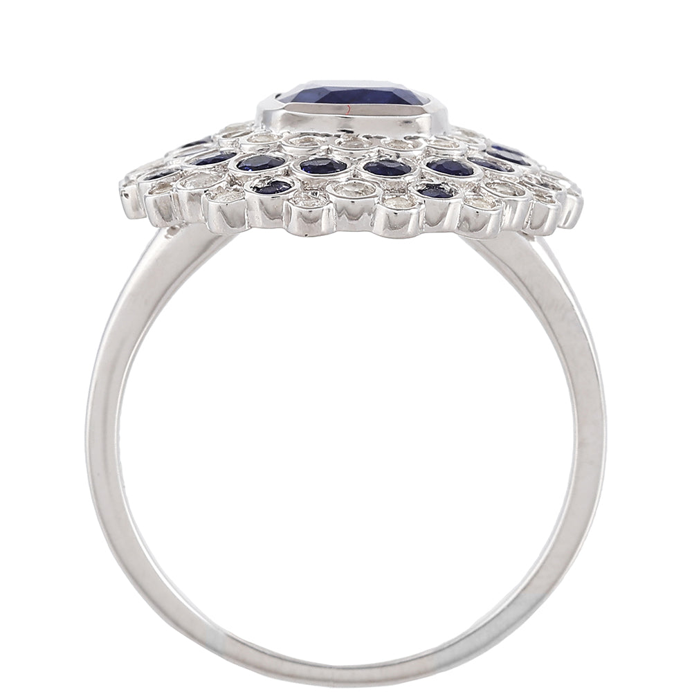 Pierścionek ze srebra próby 925 z szafirem tajskim i białym topazem 4 