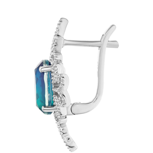 Kolczyki ze srebra próbe 925 z kwarcem Peacock