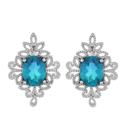 Kolczyki ze srebra próbe 925 z kwarcem Peacock