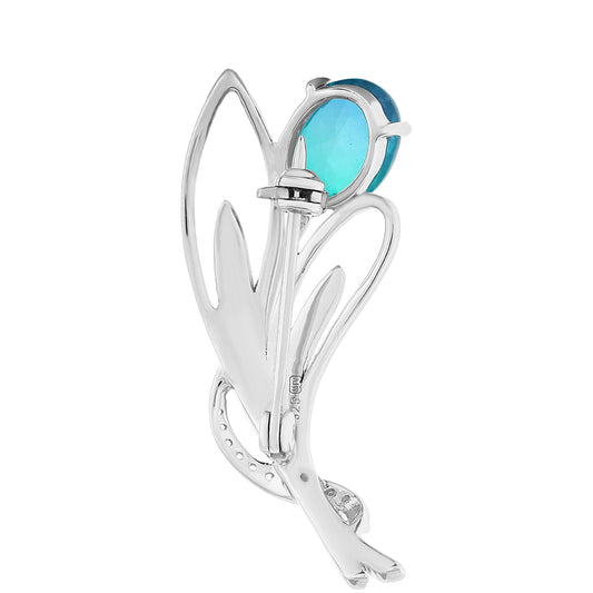 Broszka ze srebra próby 925 z kwarcem Peacock i białym topazem