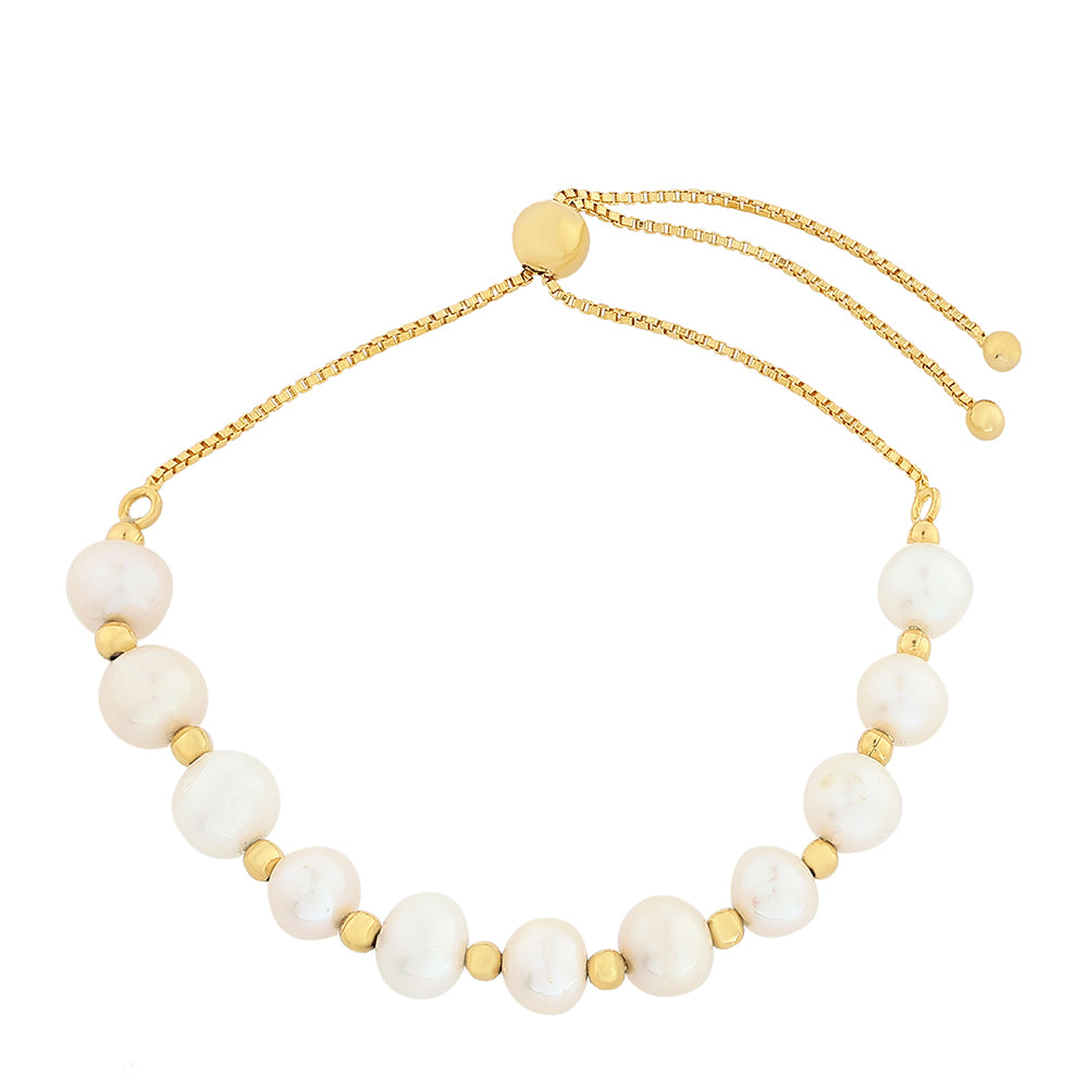 Bransoletka srebrna pozłacana z perłami hodowlanymi słodkowodnymi