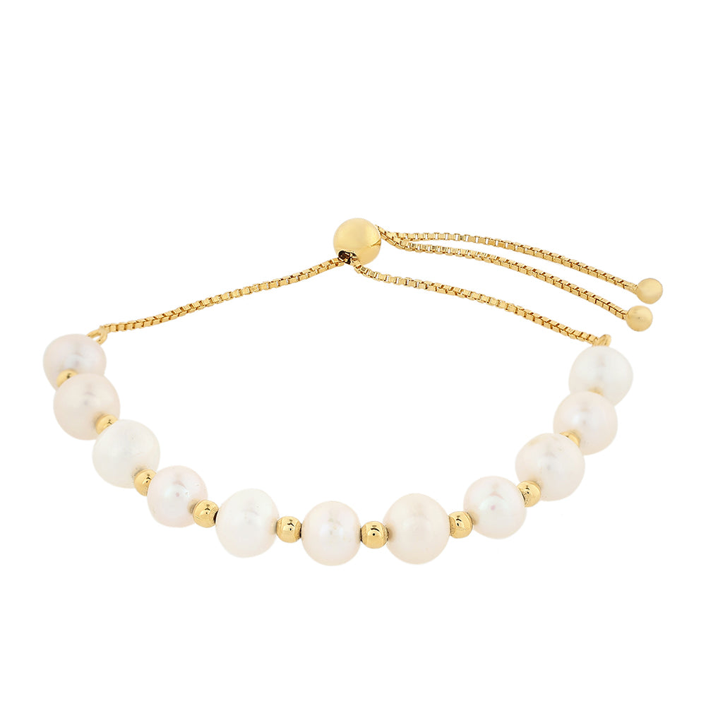 Bransoletka srebrna pozłacana z perłami hodowlanymi słodkowodnymi 2 