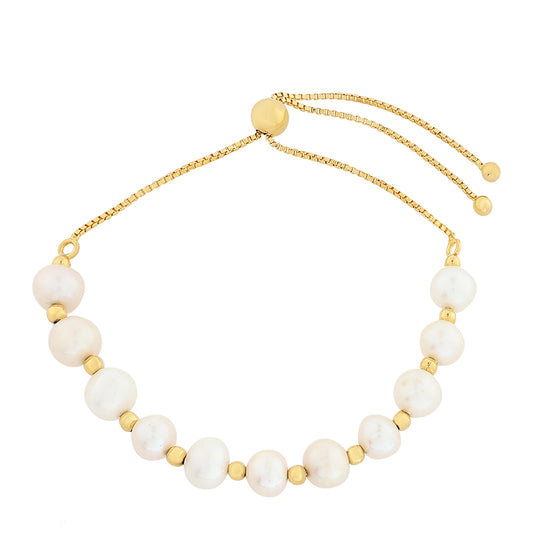 Bransoletka srebrna pozłacana z perłami hodowlanymi słodkowodnymi