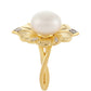 Pierścionek srebrny pozłacany z perłami hodowlanymi słodkowodnymi i białym topazem