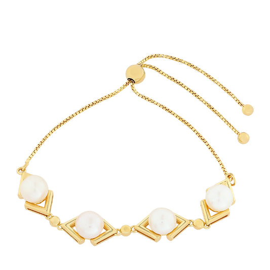 Bransoletka srebrna pozłacana z perłami hodowlanymi słodkowodnymi