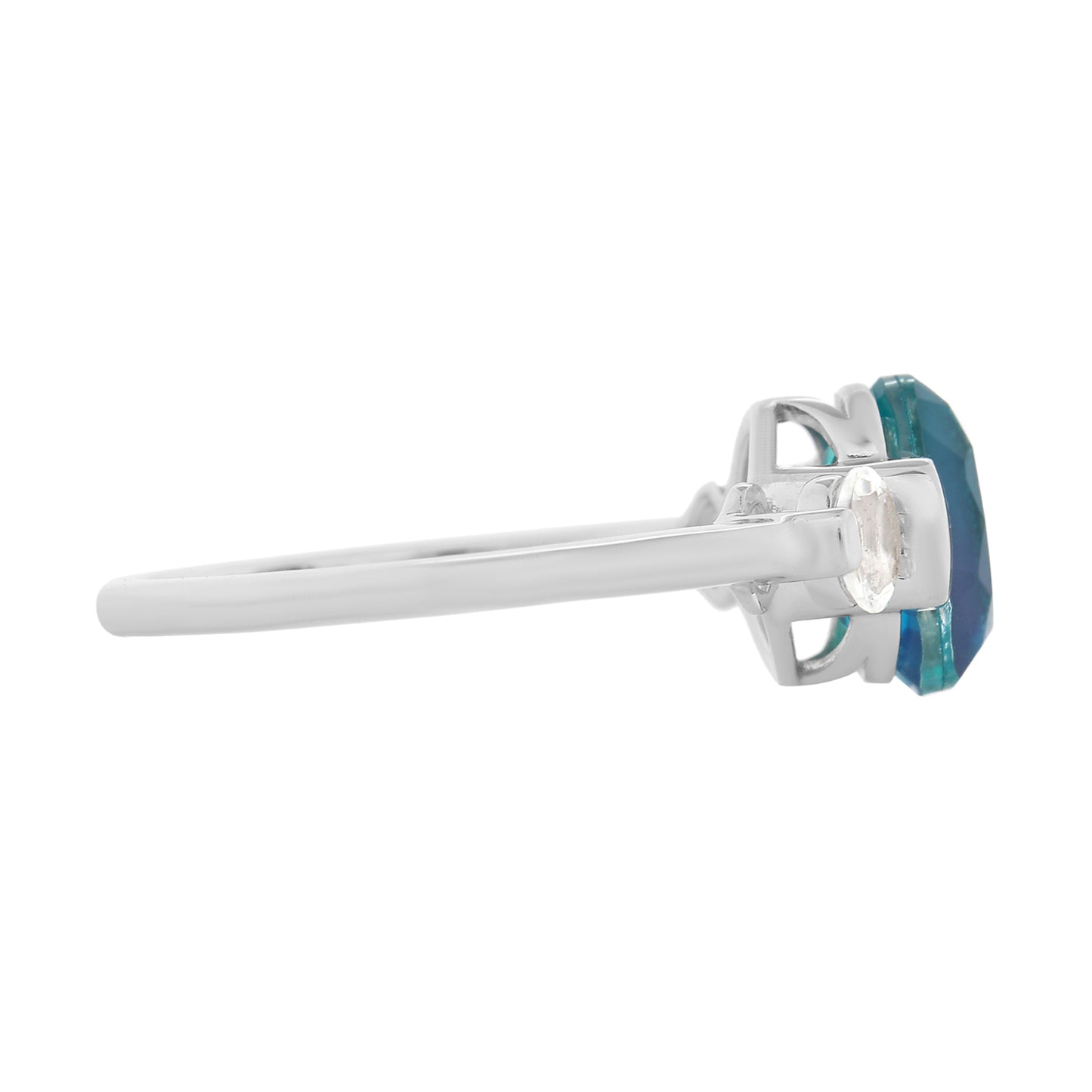 Pierścionek ze srebra próby 925 z kwarcem Peacock i białym topazem