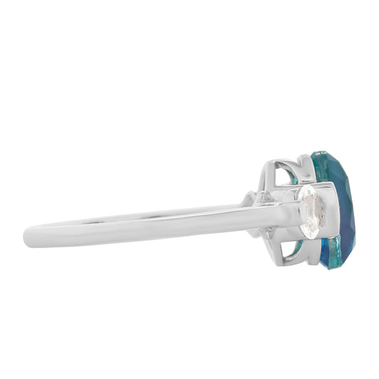 Pierścionek ze srebra próby 925 z kwarcem Peacock i białym topazem