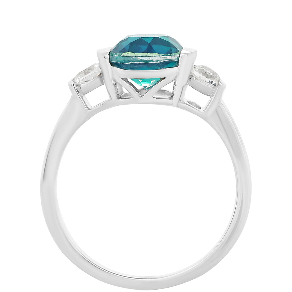 Pierścionek ze srebra próby 925 z kwarcem Peacock i białym topazem 3 