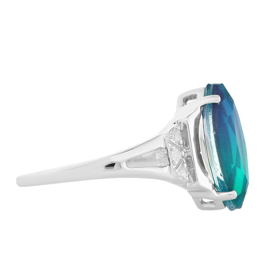 Pierścionek ze srebra próby 925 z kwarcem Peacock i białym topazem