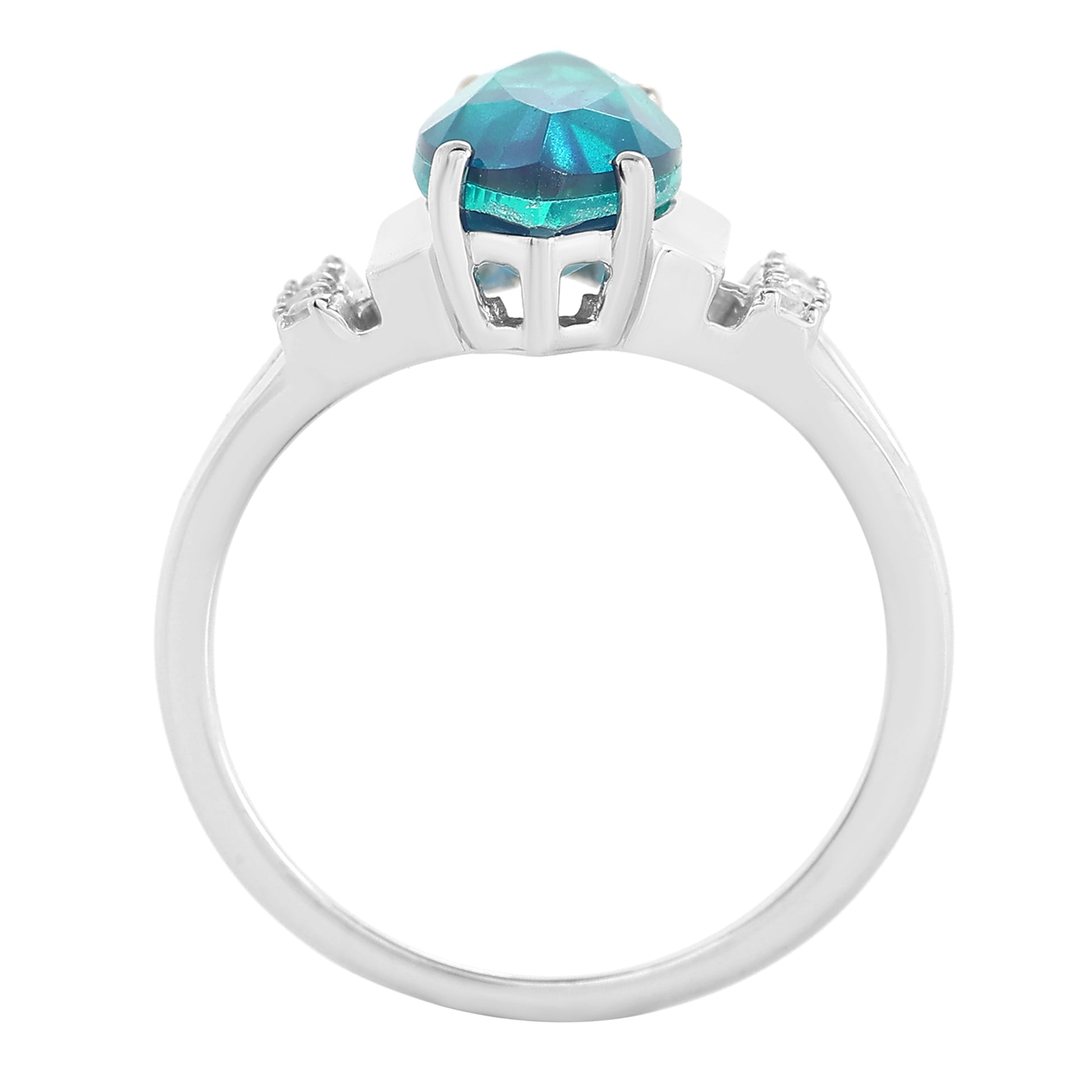 Pierścionek ze srebra próby 925 z kwarcem Peacock i białym topazem 6 