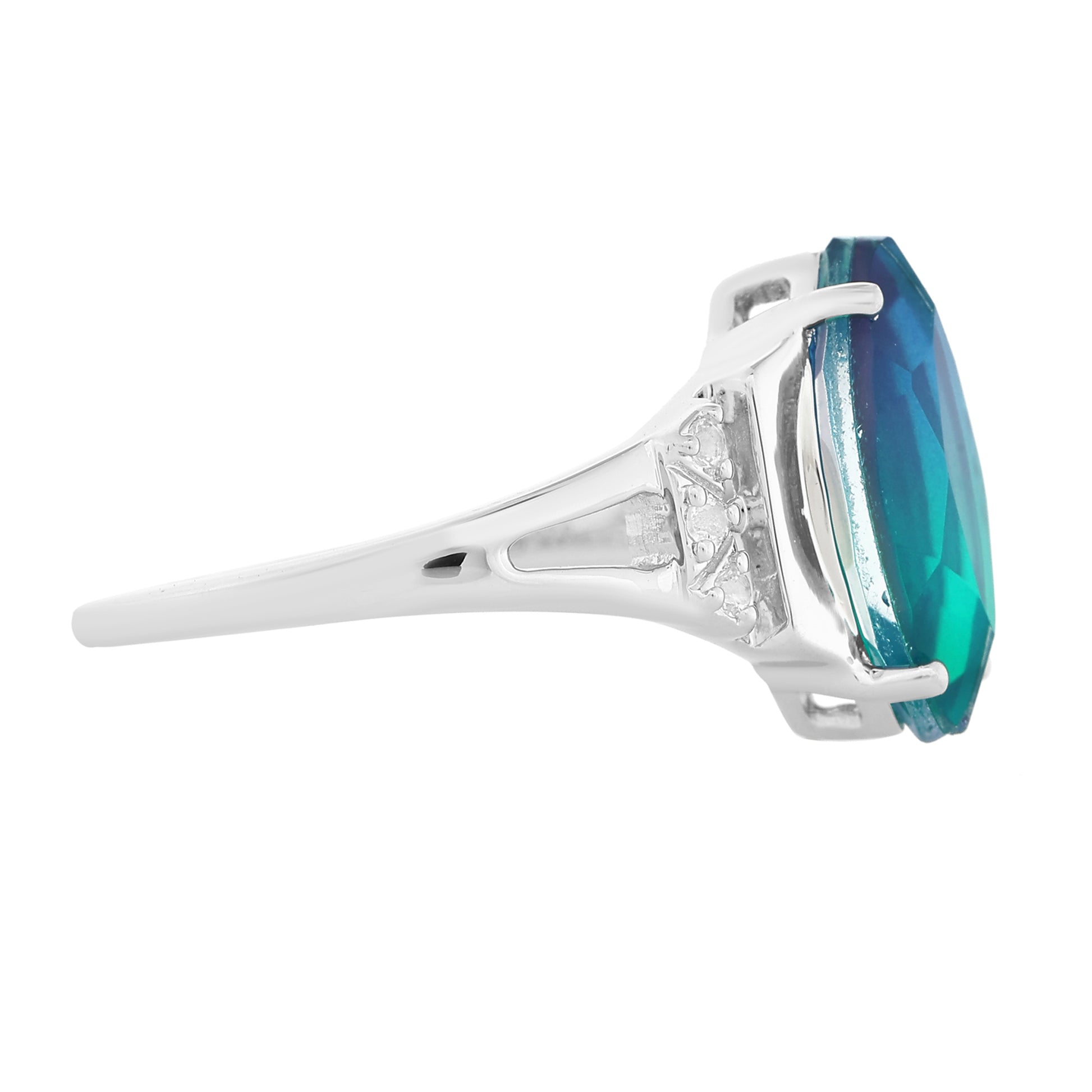 Pierścionek ze srebra próby 925 z kwarcem Peacock i białym topazem 5 