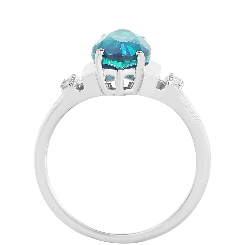 Pierścionek ze srebra próby 925 z kwarcem Peacock i białym topazem 3 