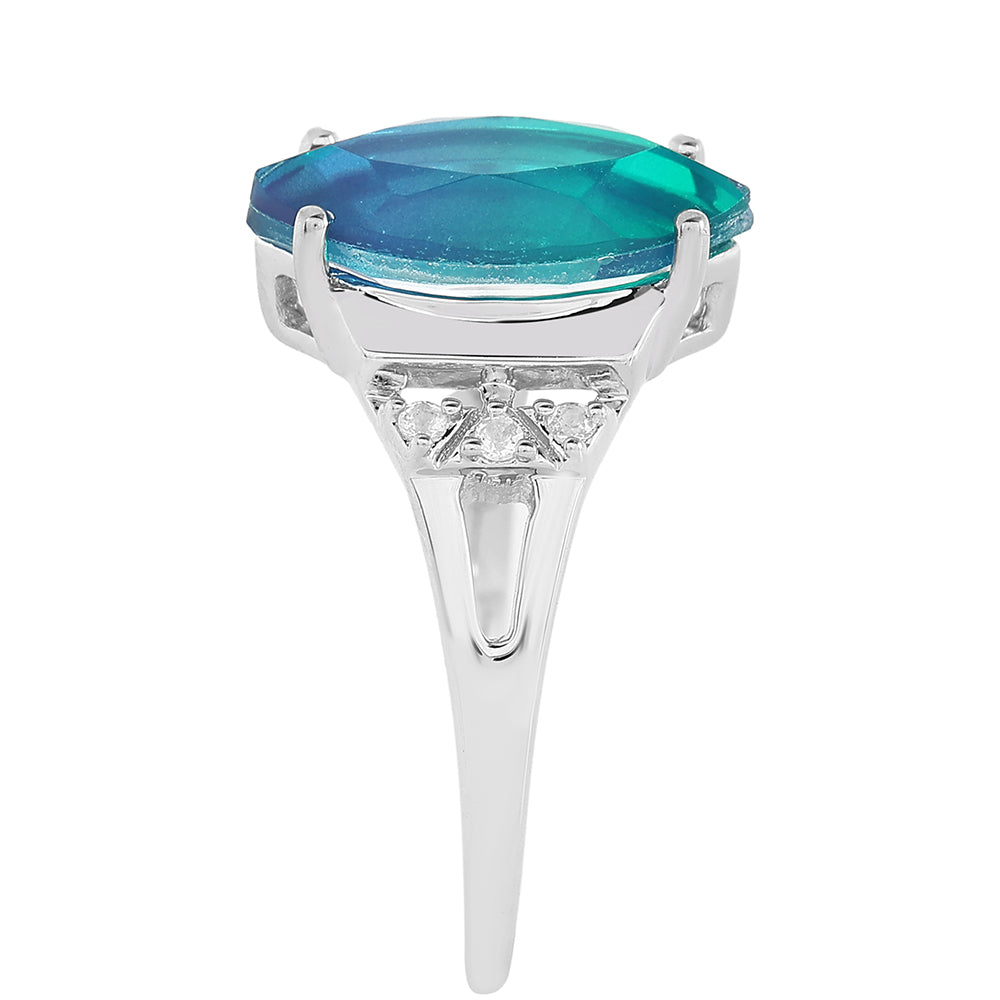 Pierścionek ze srebra próby 925 z kwarcem Peacock i białym topazem 4 