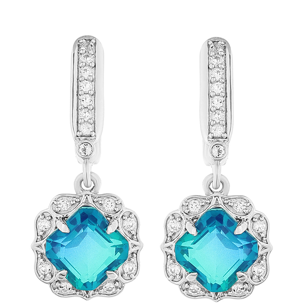 Kolczyki ze srebra próbe 925 z kwarcem Peacock i białym topazem