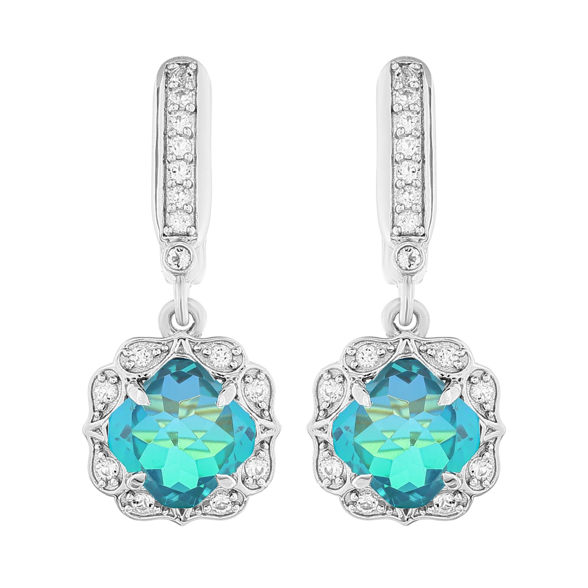 Kolczyki ze srebra próbe 925 z kwarcem Peacock i białym topazem 4 