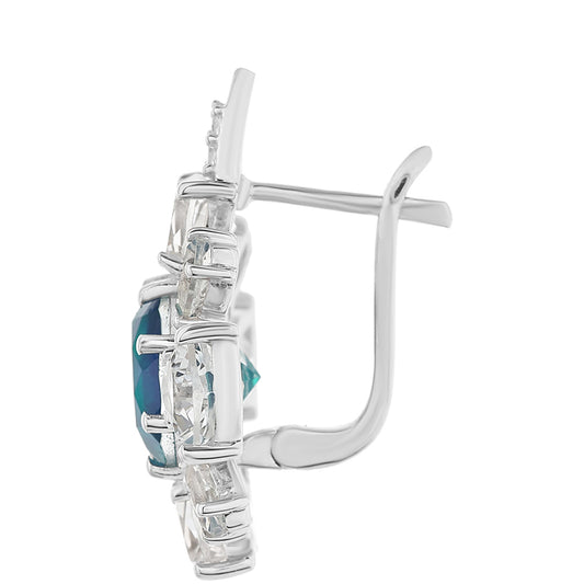 Kolczyki ze srebra próbe 925 z kwarcem Peacock i białym topazem