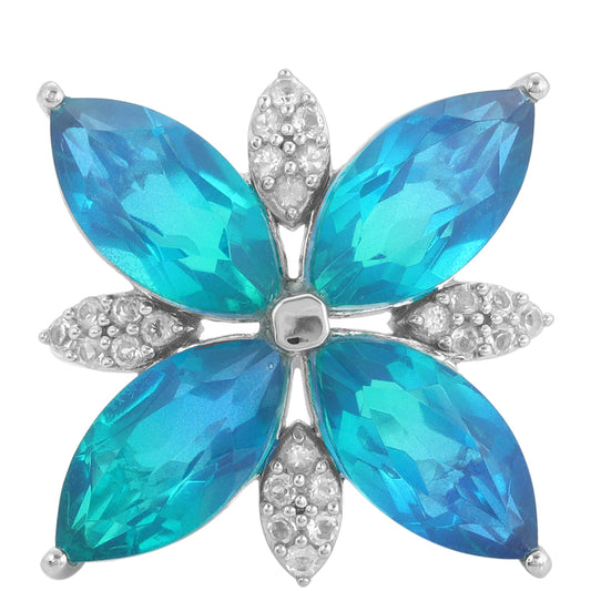 Pierścionek ze srebra próby 925 z kwarcem Peacock i białym topazem