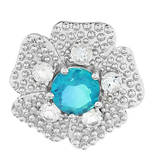 Zawieszka ze srebra próba 925 z kwarcem Peacock i białym topazem