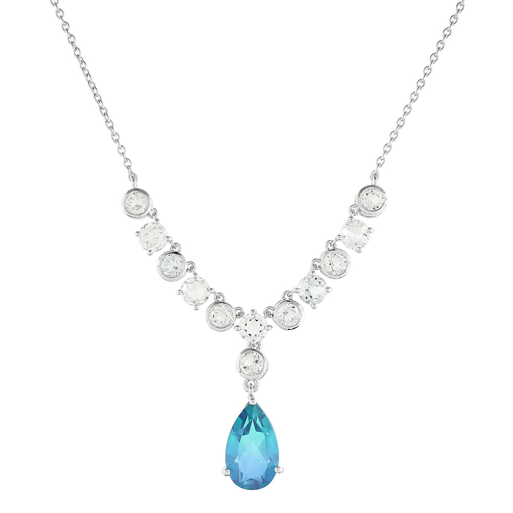 Naszyjnik ze srebra próby 925 z kwarcem Peacock i białym topazem 1 