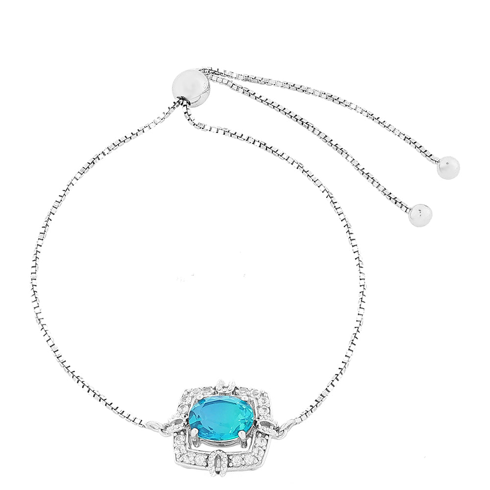 Bransoletka ze srebra próba 925 z kwarcem Peacock i białym topazem 1 