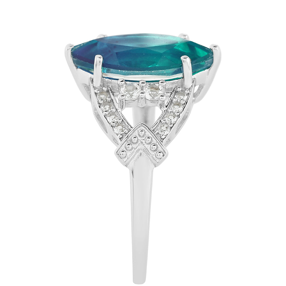 Pierścionek ze srebra próby 925 z kwarcem Peacock i białym topazem 4 