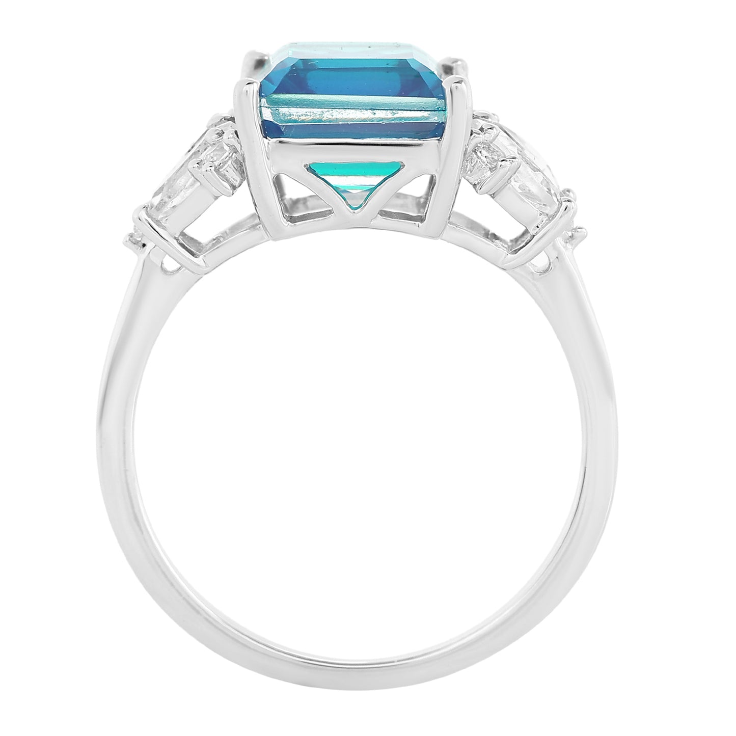 Pierścionek ze srebra próby 925 z kwarcem Peacock i białym topazem