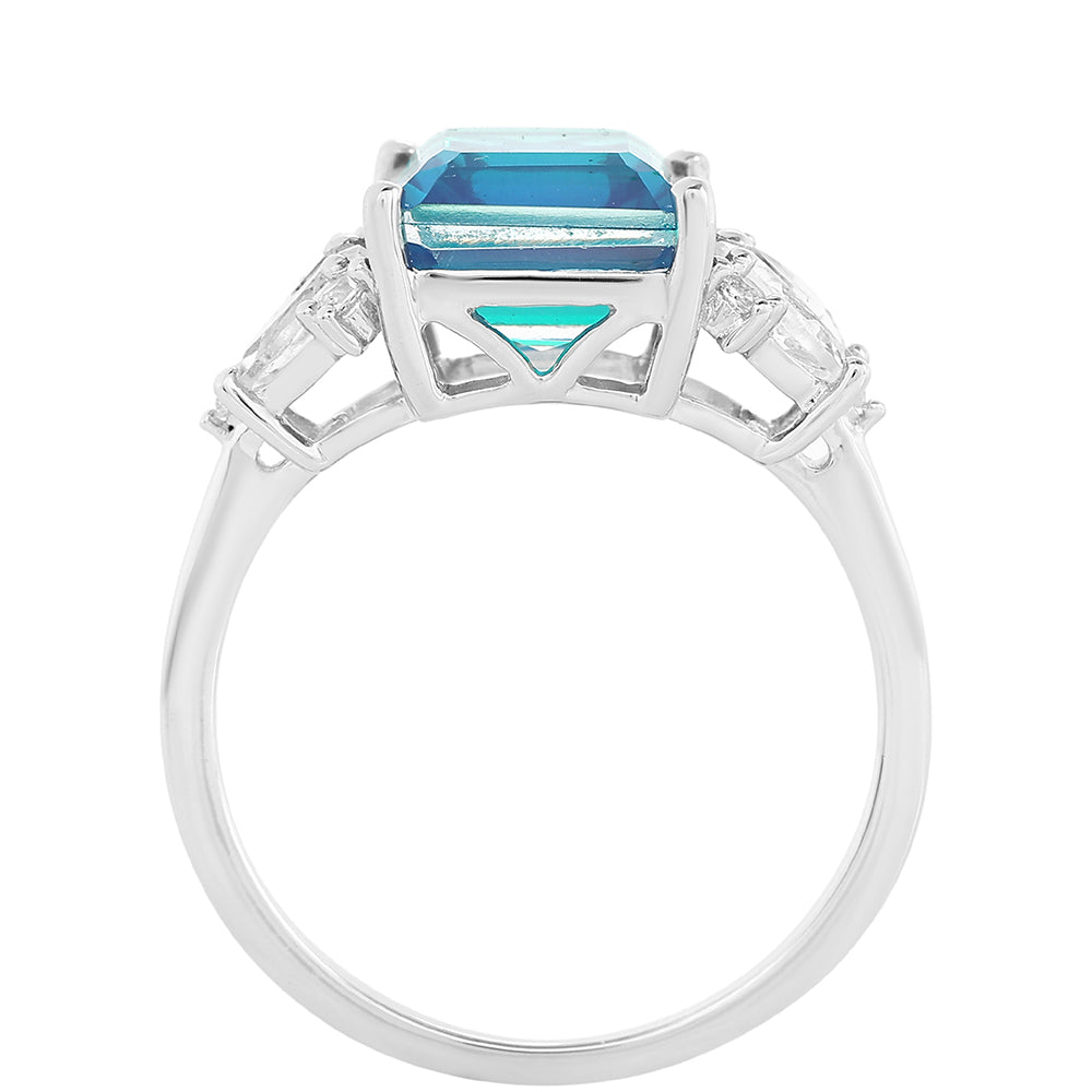 Pierścionek ze srebra próby 925 z kwarcem Peacock i białym topazem 3 