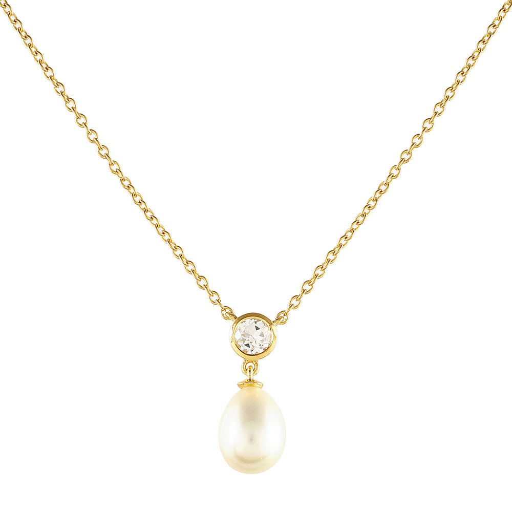 Naszyjnik srebrny pozłacany z perłami hodowlanymi słodkowodnymi i białym topazem