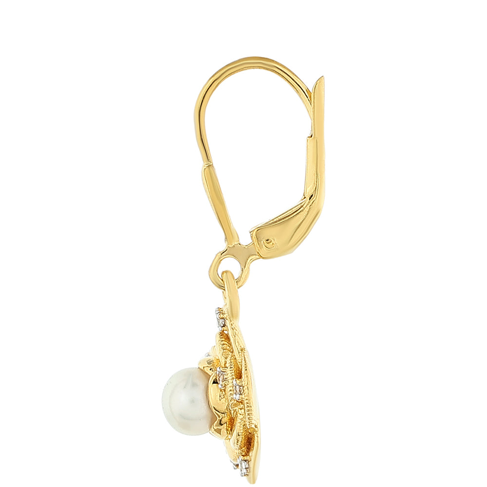 Kolczyki srebrne pozłacane z perłami hodowlanymi słodkowodnymi i białym topazem 2 