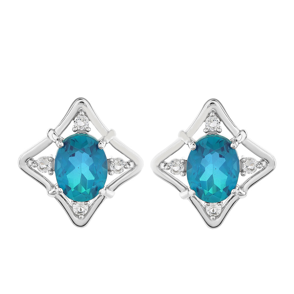 Kolczyki ze srebra próbe 925 z kwarcem Peacock i białym topazem 1 