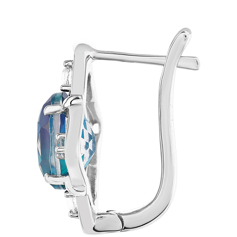 Kolczyki ze srebra próbe 925 z kwarcem Peacock i białym topazem