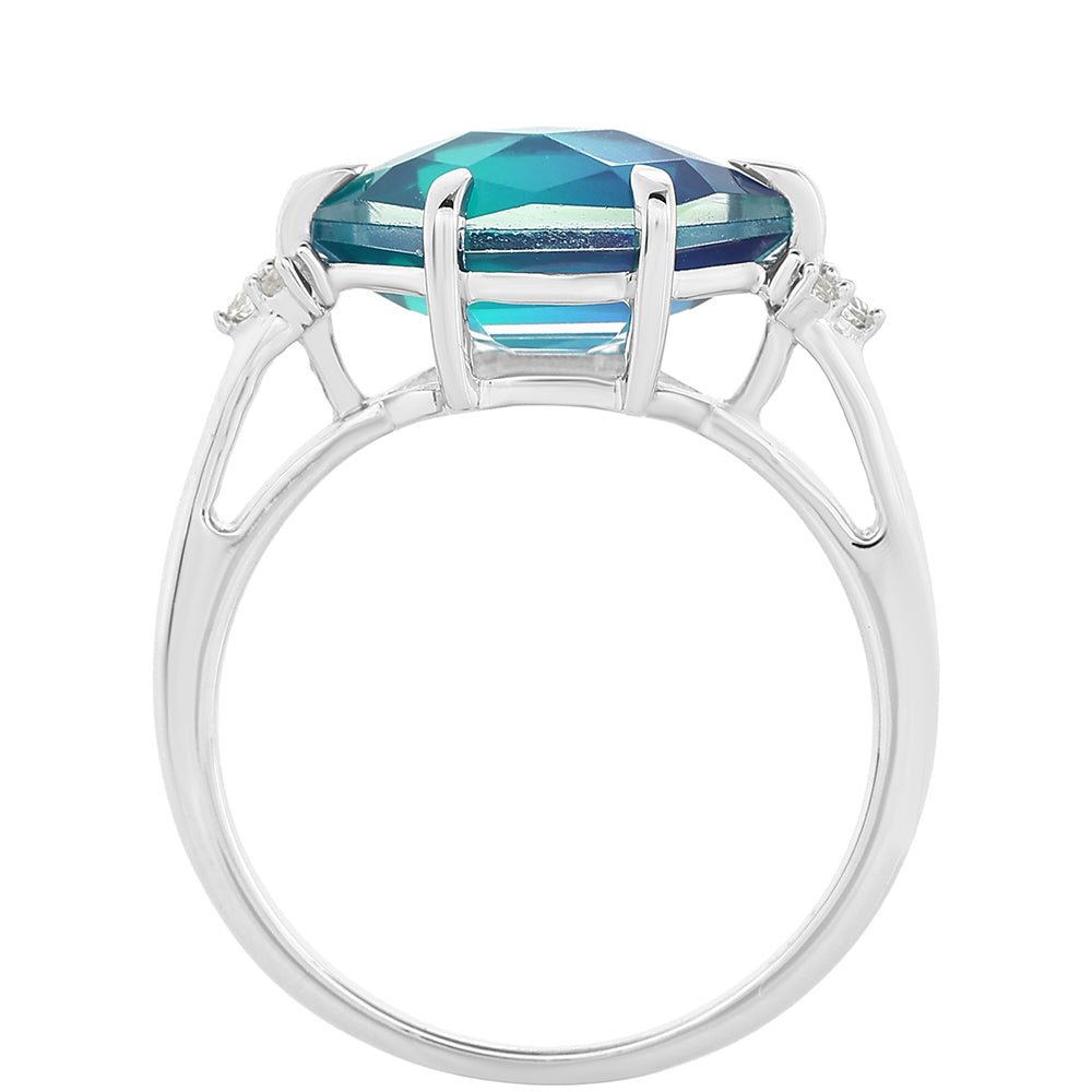 Pierścionek ze srebra próby 925 z kwarcem Peacock i białym topazem 3 