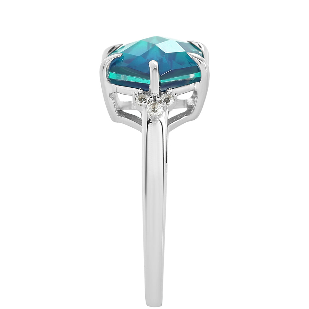 Pierścionek ze srebra próby 925 z kwarcem Peacock i białym topazem 4 