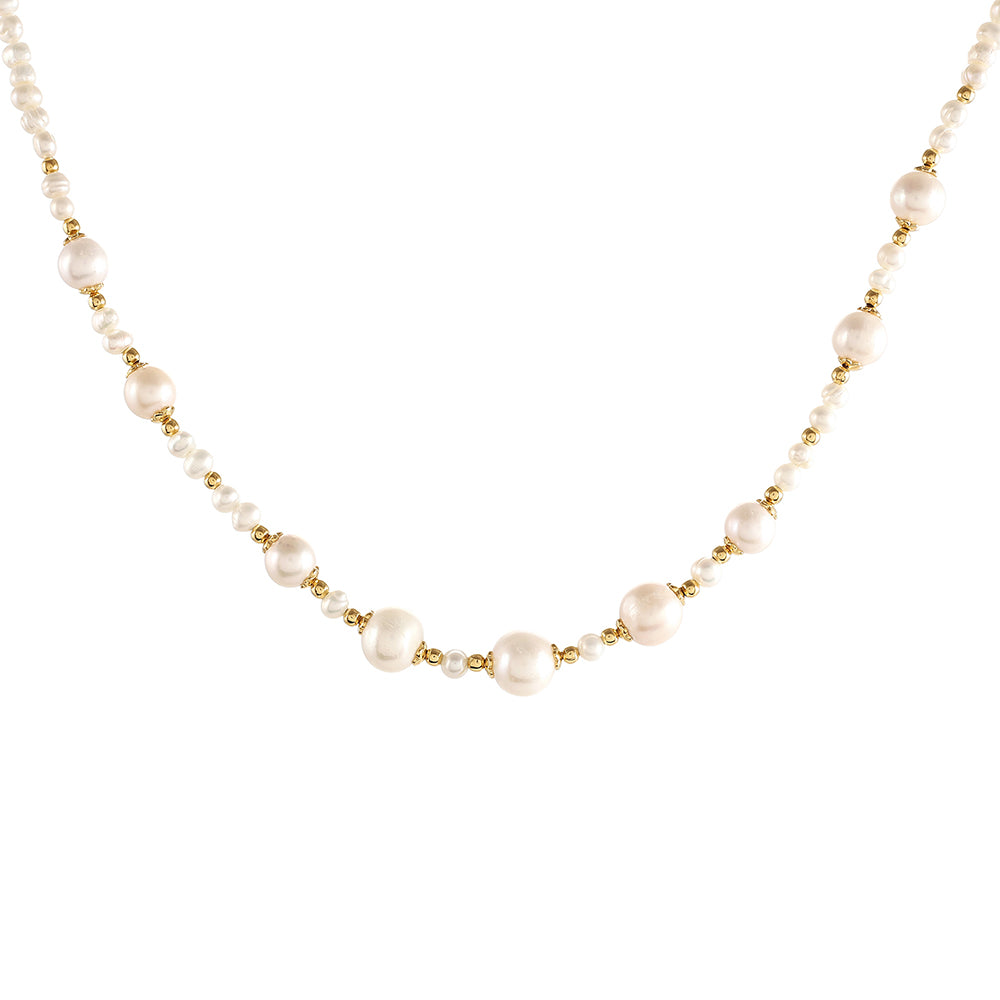 Zestaw srebrne pozłacane z perłami hodowlanymi słodkowodnymi ( Naszyjnik+Kolczyki ) 2 