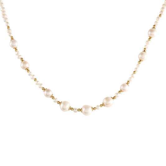 Zestaw srebrne pozłacane z perłami hodowlanymi słodkowodnymi ( Naszyjnik+Kolczyki )