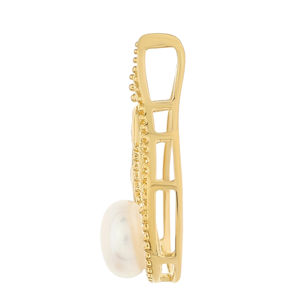 Zawieszka srebrna pozłacana z perłami hodowlanymi słodkowodnymi i białym topazem 2 