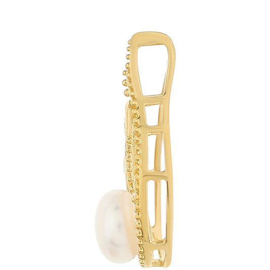 Zawieszka srebrna pozłacana z perłami hodowlanymi słodkowodnymi i białym topazem