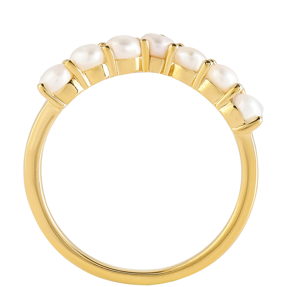 Pierścionek srebrny pozłacany z perłami hodowlanymi słodkowodnymi