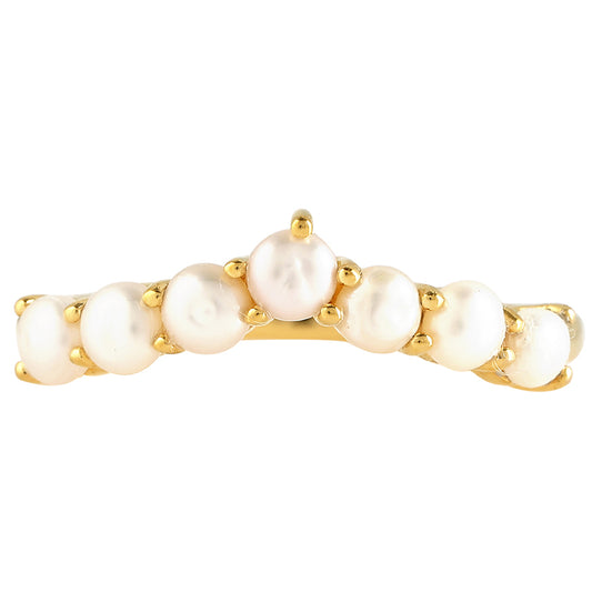 Pierścionek srebrny pozłacany z perłami hodowlanymi słodkowodnymi