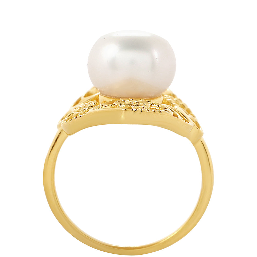 Pierścionek srebrny pozłacany z perłami hodowlanymi słodkowodnymi