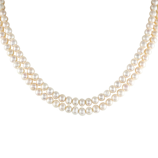 Naszyjnik srebrny pozłacany z perłami hodowlanymi słodkowodnymi