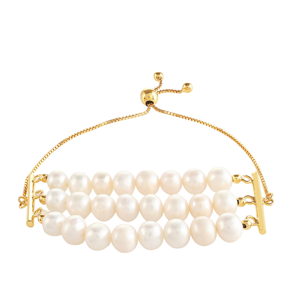 Bransoletka srebrna pozłacana z perłami hodowlanymi słodkowodnymi