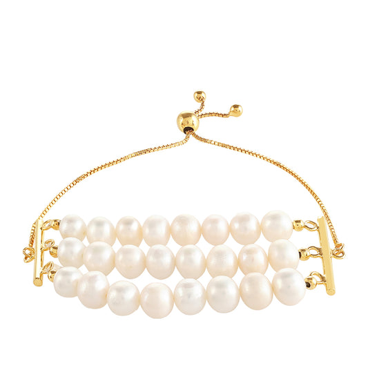 Bransoletka srebrna pozłacana z perłami hodowlanymi słodkowodnymi