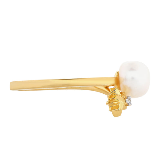 Pierścionek srebrny pozłacany z perłami hodowlanymi słodkowodnymi i białym topazem