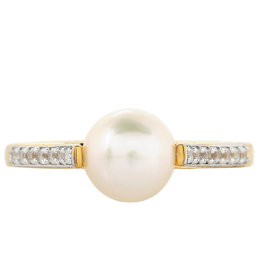 Pierścionek srebrny pozłacany z perłami hodowlanymi słodkowodnymi i białym topazem