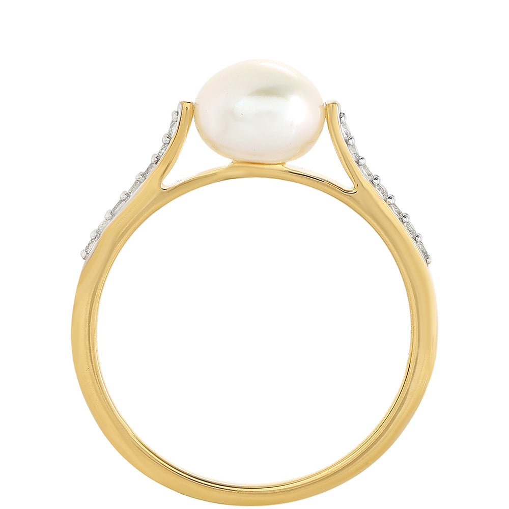 Pierścionek srebrny pozłacany z perłami hodowlanymi słodkowodnymi i białym topazem 3 